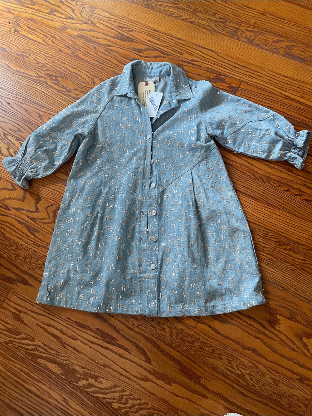 Women's Light Blue Floral Button-Front dress